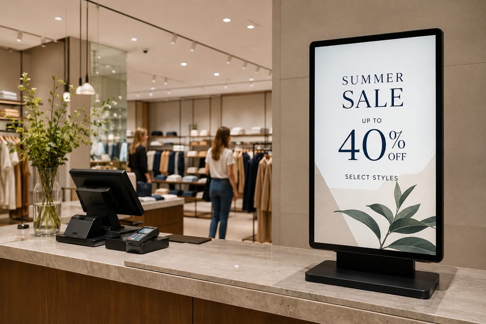 Einzelhandel mit digitalem Aktions-Display am POS